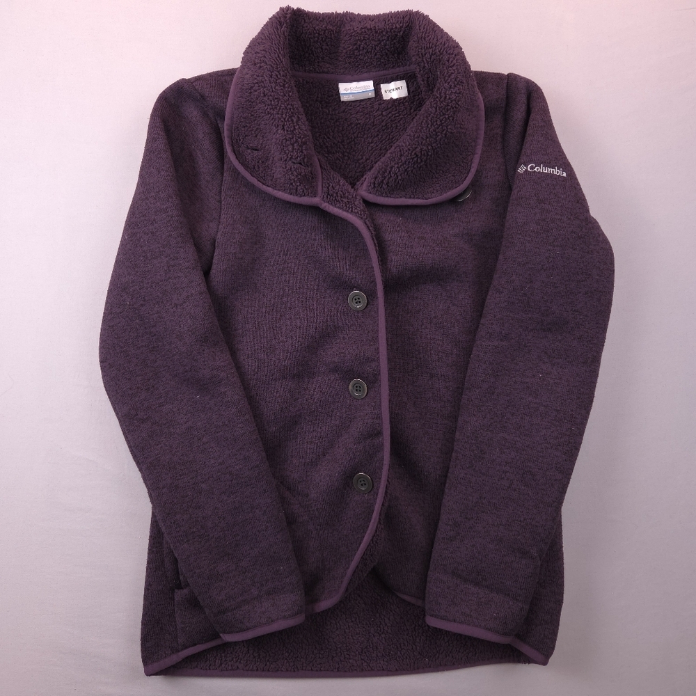 Columbia Fleece Jacket Womens Small Plum Purple Button Down